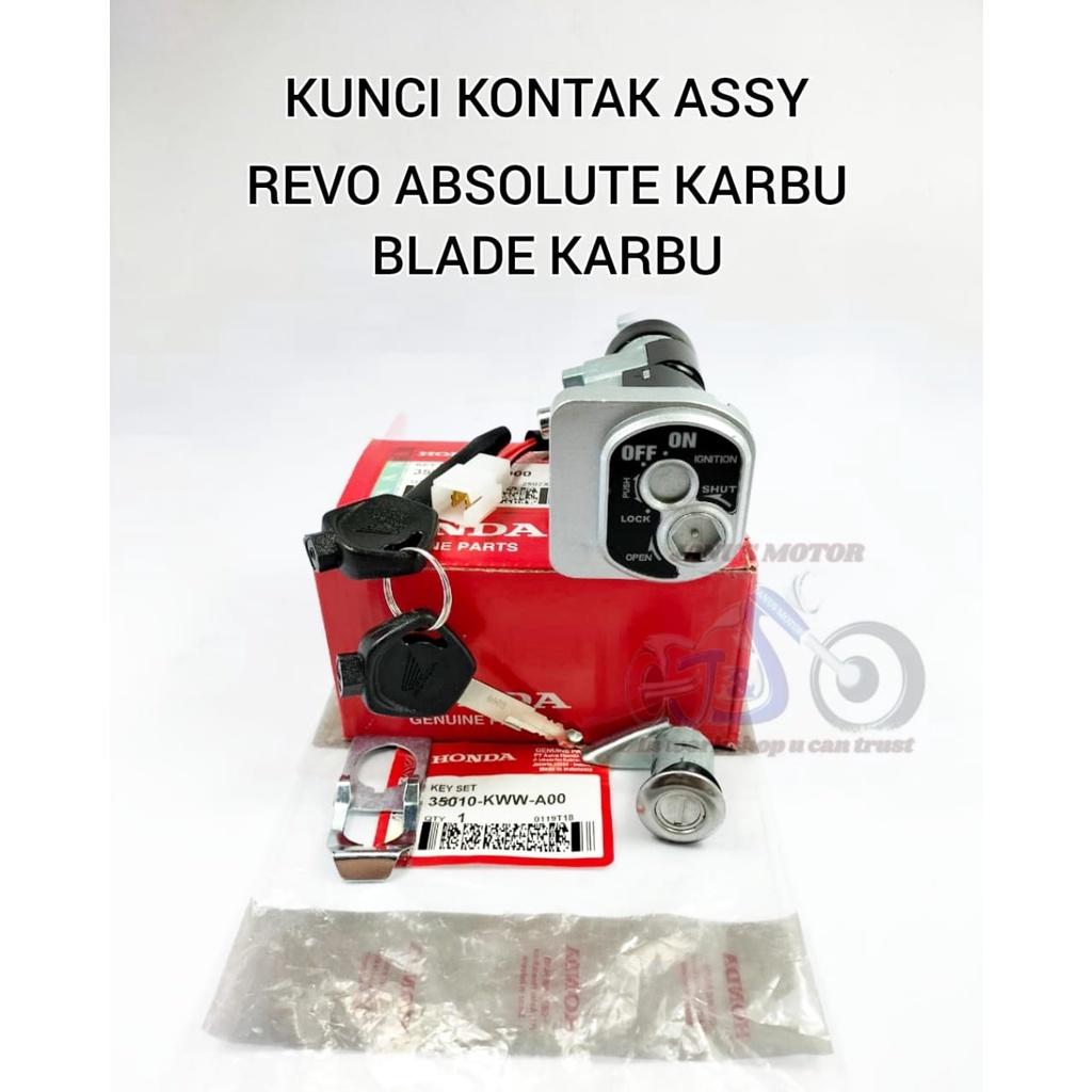 KUNCI KONTAK SET ASSY PLUS JOK HONDA REVO ABS ABSOLUTE KARBU , BLADE KARBURATOR KWW KUALITAS ORIGINA