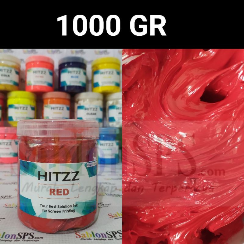 TINTA PLASTISOL MERAH DISTRO CLOTHING 1KG HITZZ