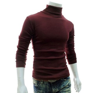 Kaos polos leher turtleneck kaos pria korea kaos lengan ...