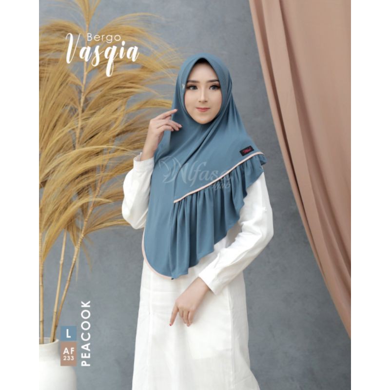 ALFASA HIJAB BERGO VASQIA AF 233 ( L ) | Hijab Instant Pet Antem Aksen Rampel Ori By Alfasa Hijab