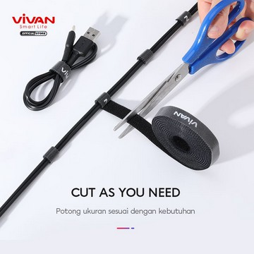 Original VIVAN Reusable Velcro Strap Cable Ties Pengikat Perekat Penjepit Kabel VVT Panjang 1 Meter