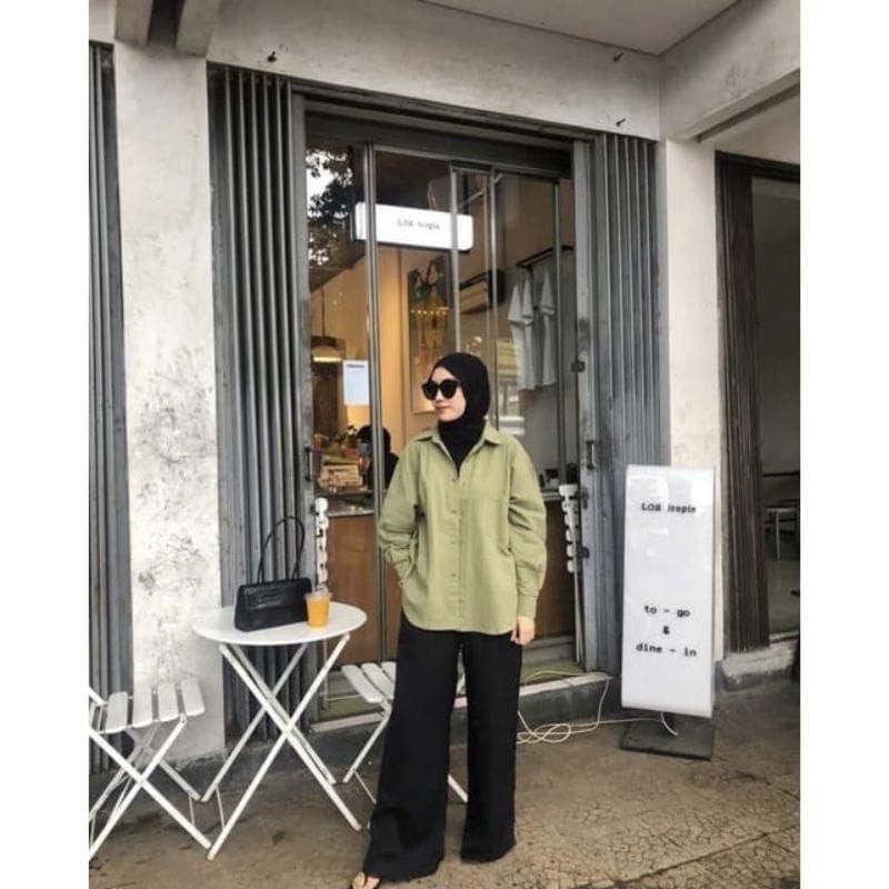 KEMEJA LINEN OVERSIZE/KEMEJA LENGAN PANJANG WANITA