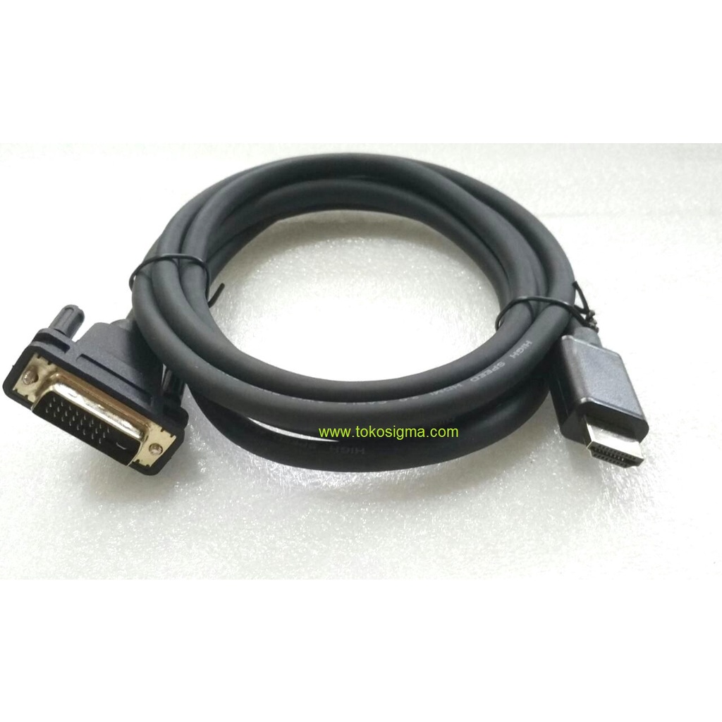 Kabel Monitor PC DVI-D pin 24+1 male to HDMI male panjang 2 meter