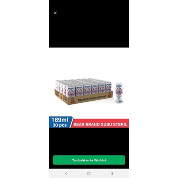 

susu beruang bear brand 189 ml isi 30 karton
