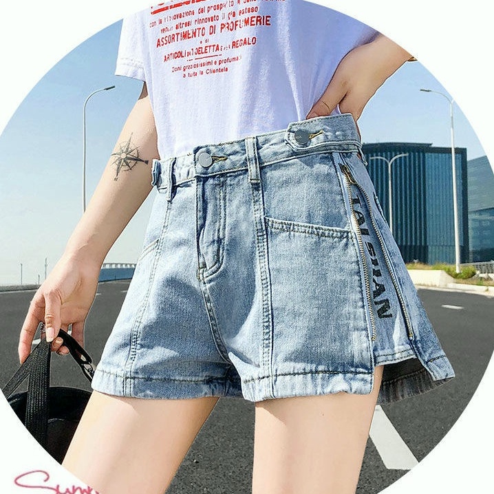 Celana hot pants jeans celana jeans pendek wanita korean style jeans biru high waist shorts pants kekinian seksi cewek denim ootd