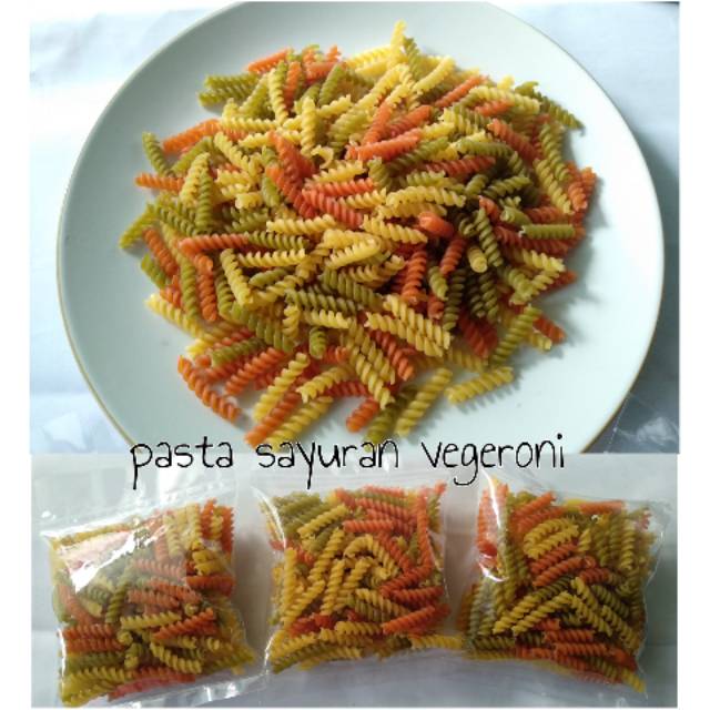 Pasta Makaroni spiral sayuran (vegeroni) untuk MPASI Bayi s