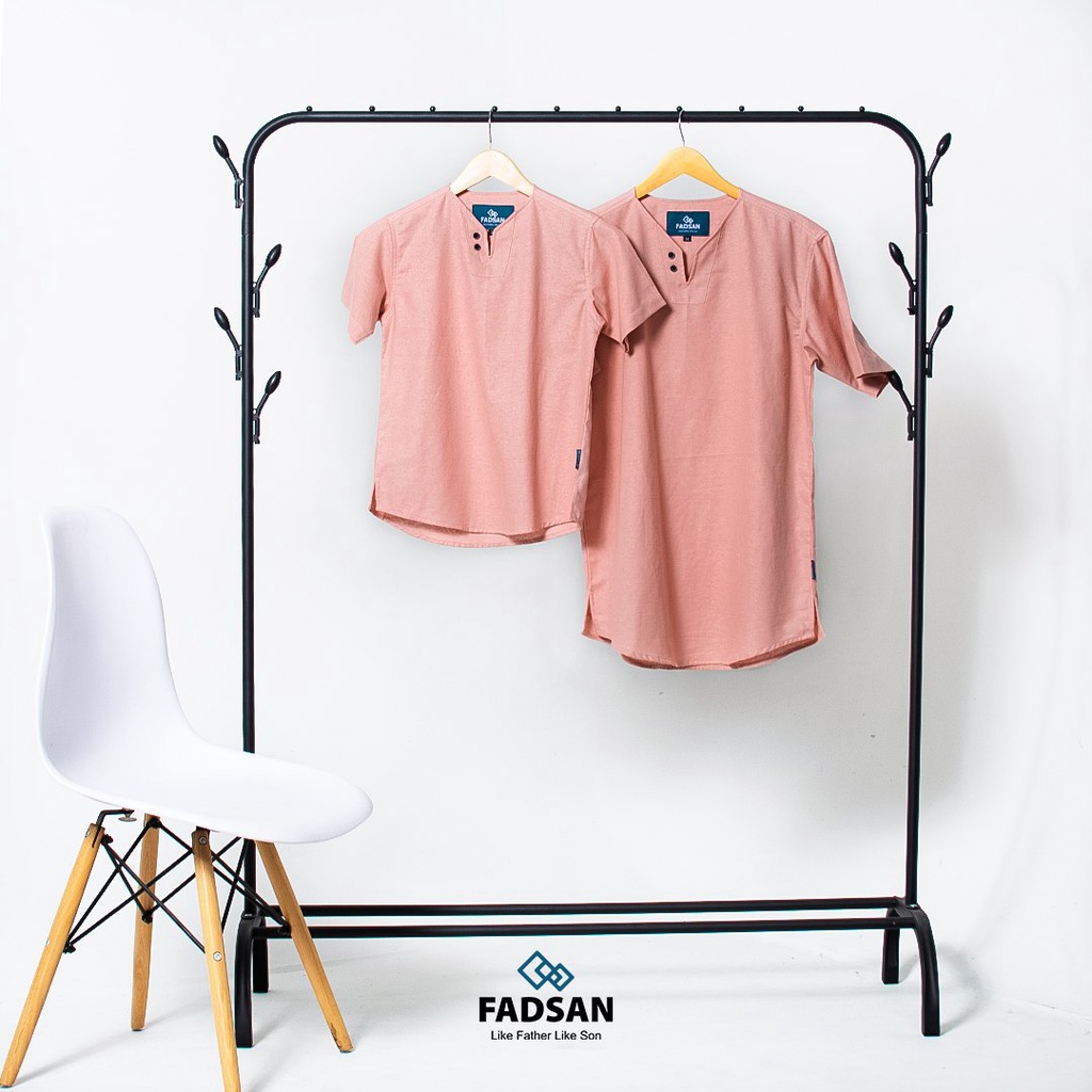BAJU KOKO COUPLE AYAH ANAK LENGAN PENDEK WARNA DUSTY PINK