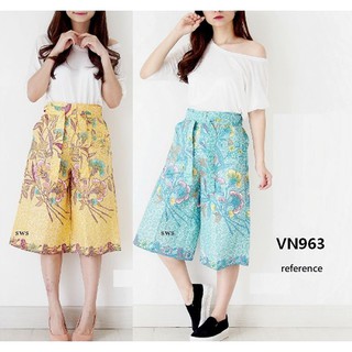 VN963 CELANA  BATIK  KULOT PENDEK TALI PITA MOTIF  LUCU 