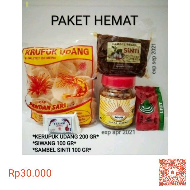 

paket hemat krupuk udang pandan sari siwang sambel pecel sinti