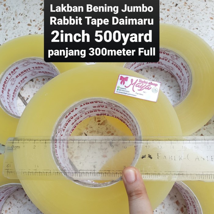 

Trendi Lakban Bening Jumbo 2Inch 500Yard 300M Solasi Lem Daimaru Rabbit Tape Hemat