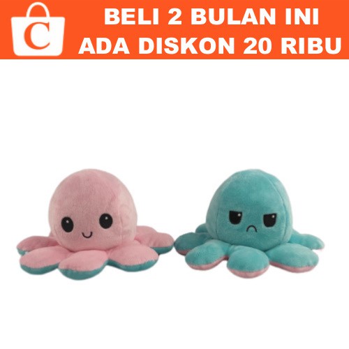 Boneka Gurita Octopus Doll Reversible Mood Warna PINK BIRU Tik Tok Cotton Ball Indonesia Indo ID