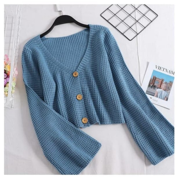 KALILA - INDRI Cardy Secker Cardigan Crop Rajut Wanita Dewasa | Kardigan Krop Rajut Wanita