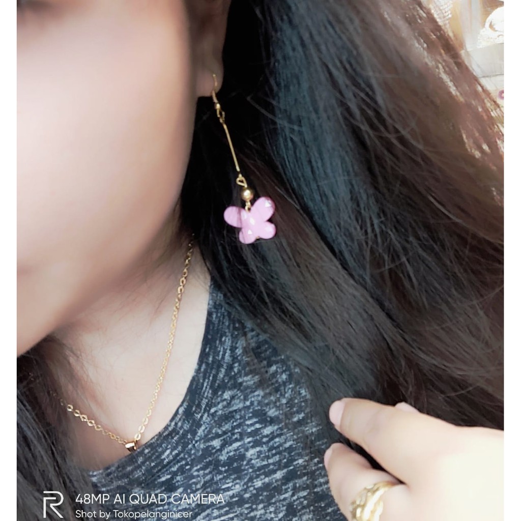 Anting Hooks Korea Fashion Aksesoris  Kupu-Kupu warna Manis Anting Beauty Tokopelanginicer