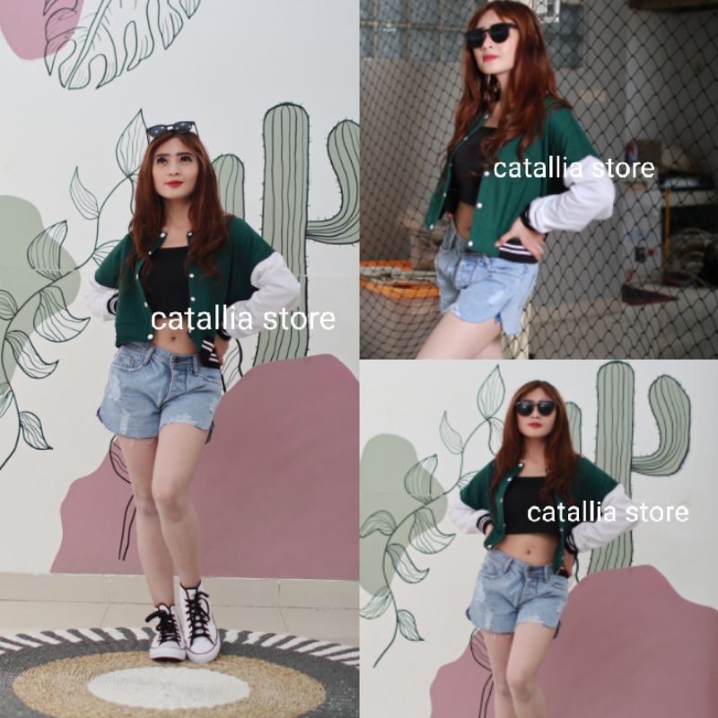 Jaket Wanita Varsity Crop BaseBall