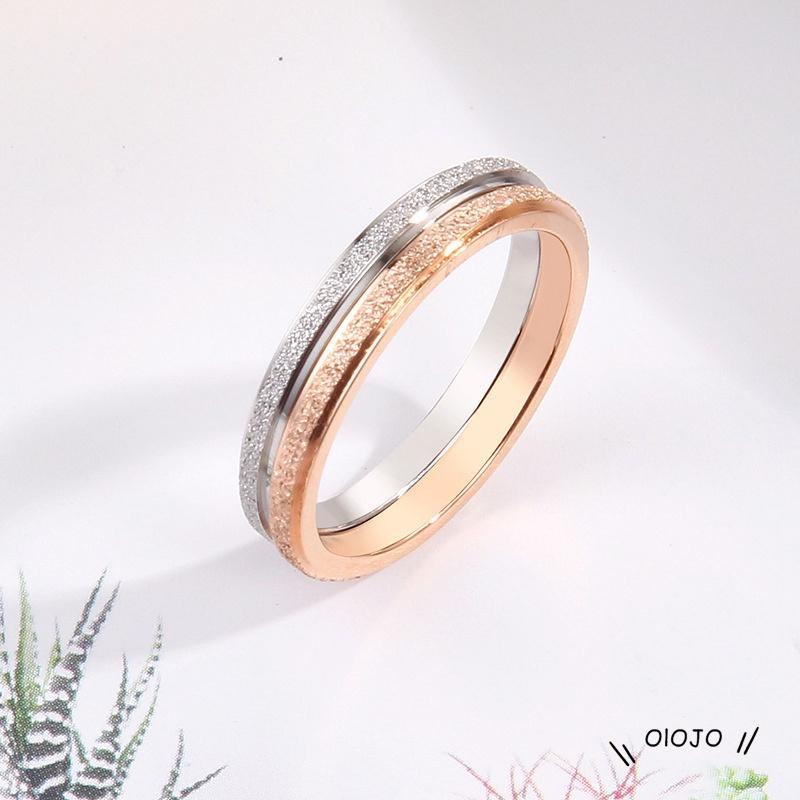 Korea Couple Cincin Fashion Matte Rust Proof Wanita Pria Perhiasan Aksesoris - ol