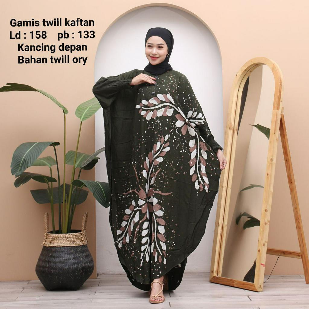 GAMIS TWILL KAFTAN SUPER JUMBO LD 144 PB 130 KANCING DEPAN BAHAN TWILL ORY BERKUALITAS.