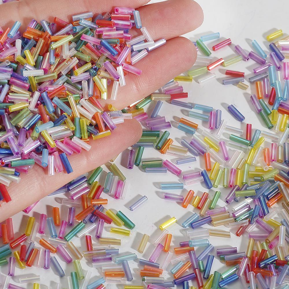 300 Pcs 2X7Mm Kristal Bulat Lubang Manik Warna Kaca Biji Spacer Manik-manik DIY Membuat Perhiasan Ulang Tahun Perhiasan untuk Anak Perempuan