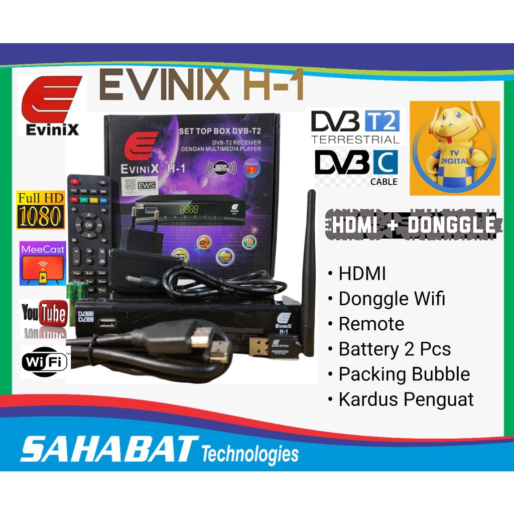 STB TV DIGITAL Set Top Box TV Digital EVINIX H1 MEECAST BIsa Youtube DAN TANAKA DVBT2 SNIPER android