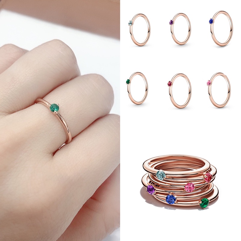 Cincin Silver 925 Lapis Rose Gold 18K Hias Berlian Imitasi Untuk Pengantin Wanita