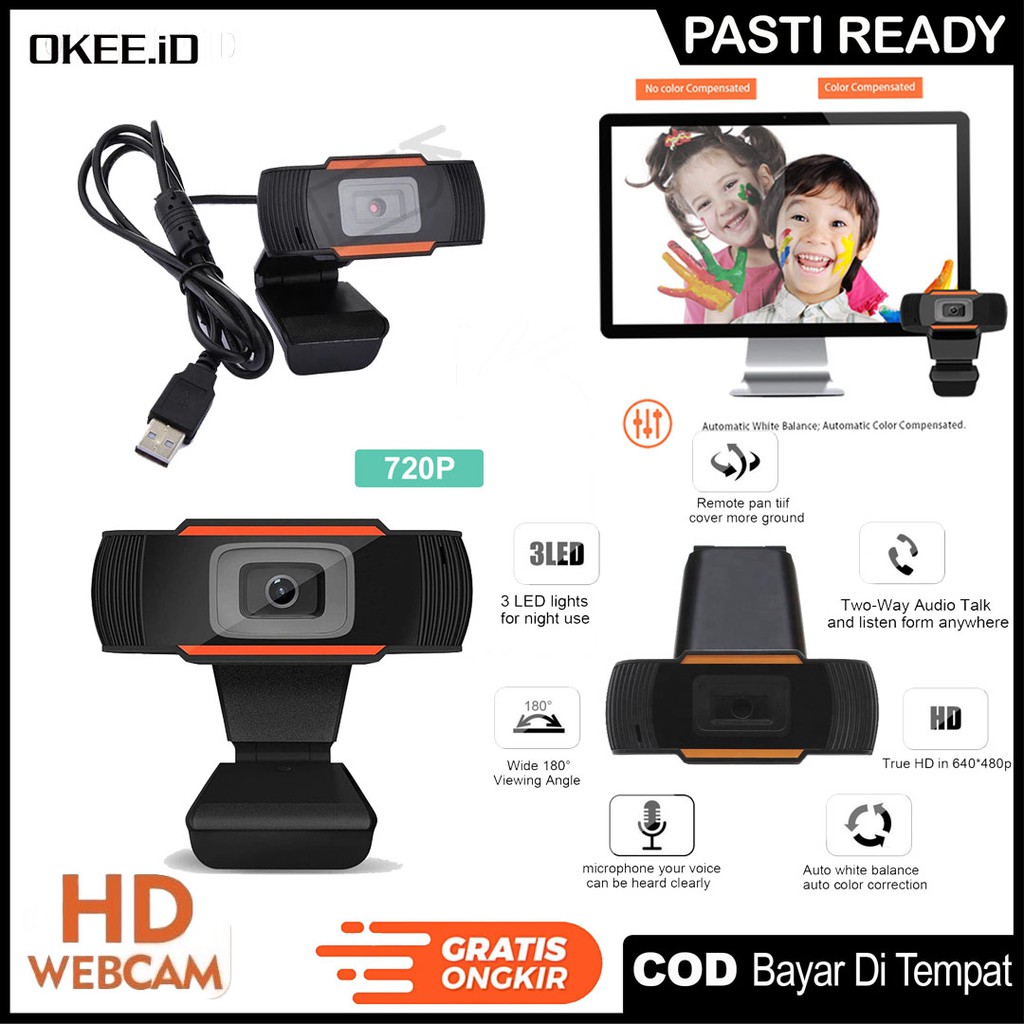 Webcam 720p HD plus mic - Kamera webcam laptop komputer HD 720P wb01