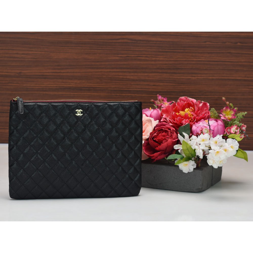 SUPPLIER TAS BRANDED Pouch Chanel O Case Classic Caviar HITAM Semi Premium AC515-1