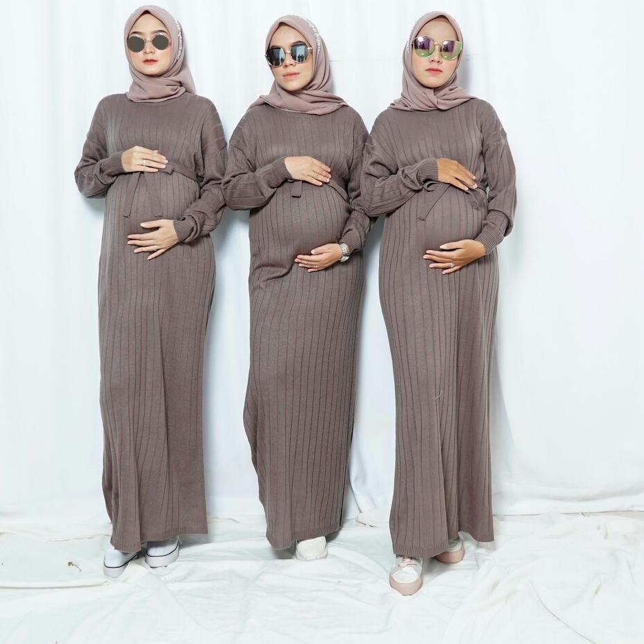 Produk Impor ?? Wardhani Gamis Rajut Wanita Terbaru Premium Jumbo Dress Knit Panjang Free Belt All S