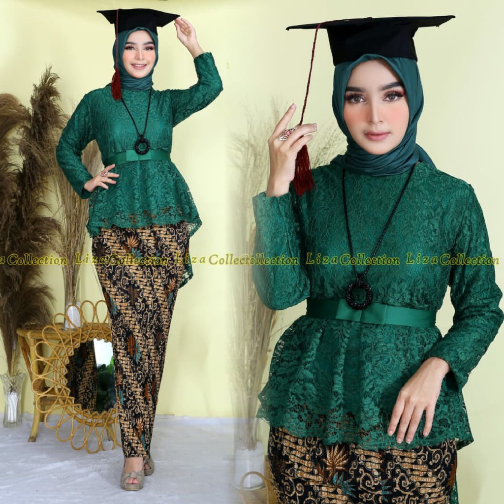 LIZ&gt; SET AURORA BRUKAT MIX DUYUNG SATIN / BAJU WISUDA MODERN / OUTFIT KEBAYA BRUKAT / BRUKAT TERBARU