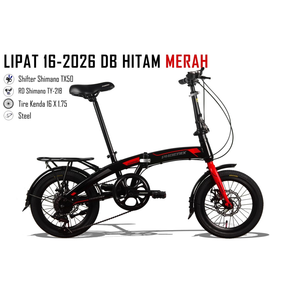 SEPEDA LIPAT 16" PHOENIX 2026 DB (REM CAKRAM)