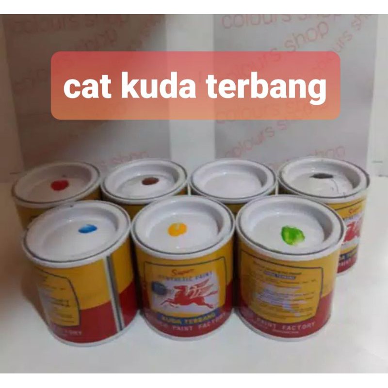 CAT KAYU BESI KUDA TERBANG PUTIH/HITAM/KUNING/HIJAU/MERAH/BIRU/COKLAT/ABU2/PINK/ORANGE  ISI 0,1 LTR