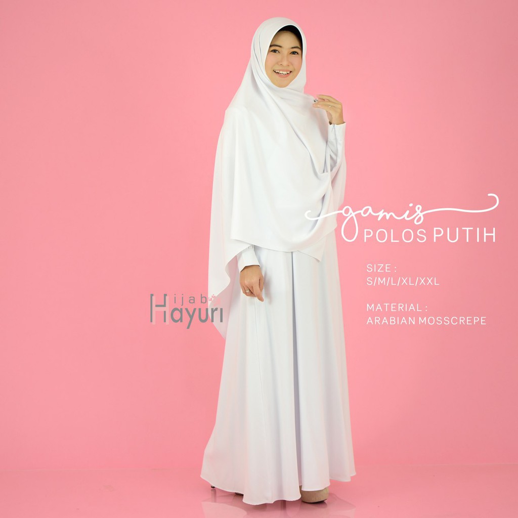 Gamis Polos Putih Hijab Hayuri ORIGINAL 100% (GAMIS ONLY)