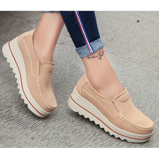 sepatu wanita import platform krem tipe 1031