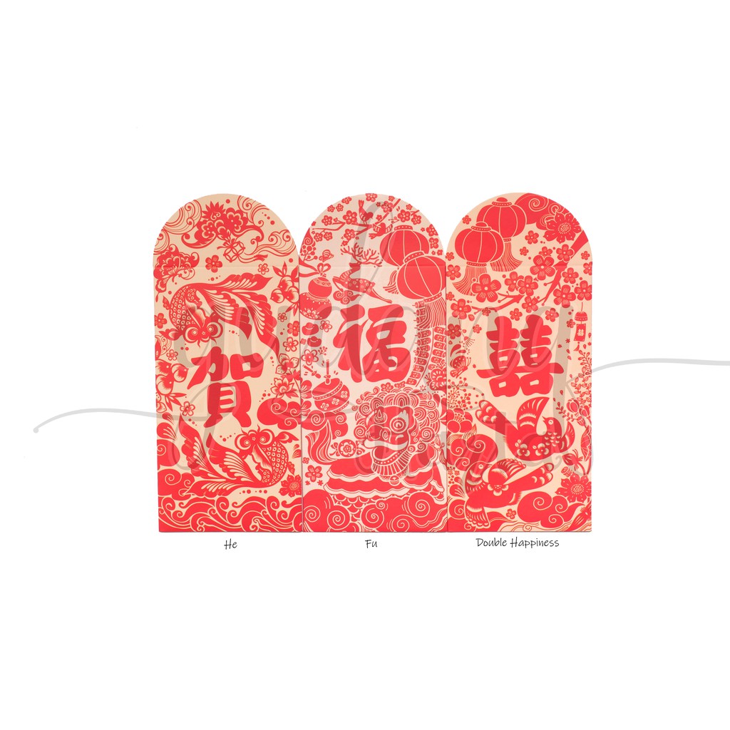 Amplop Happy Wedding Angpao Shuangxi Fu Lucu Unik Love Premium GH 311386