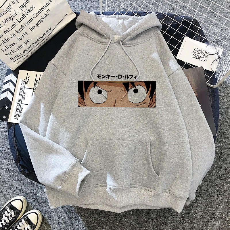 Sweater Hoodie LUFFY EYES Jumper Anime ONE PIECE Pria Wanita Bahan Fleece Size S M L XL XXL XXXL