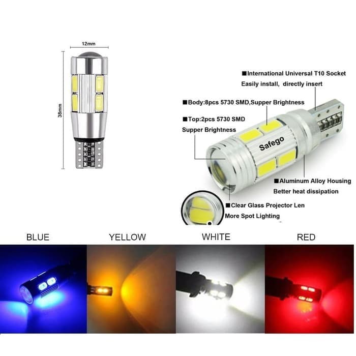 LAMPU LED MOBIL TIPE CANBUS T10 COB 5630 5730 10 MATA