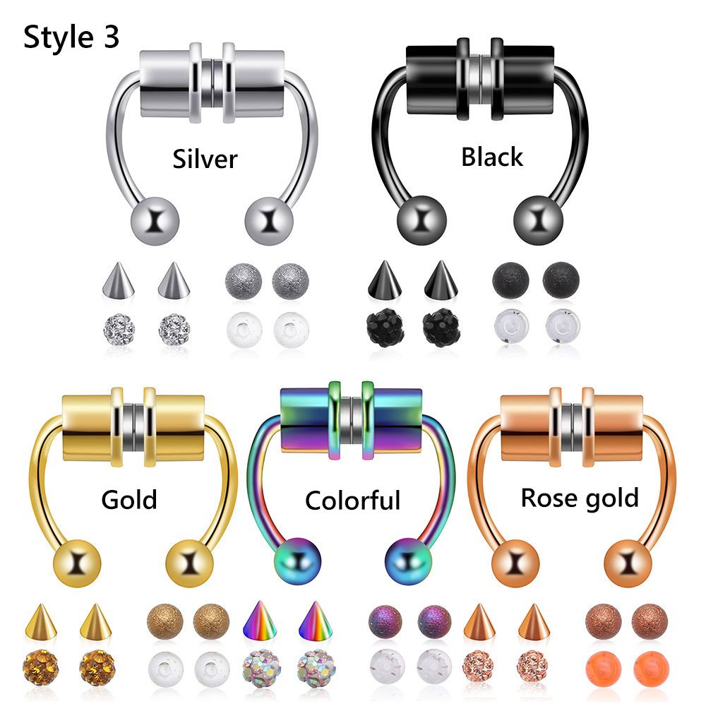 Cincin Hoop Hidung Palsu Magnetik Tanpa Tindik Bahan Stainless Steel 316l Untuk Wanita