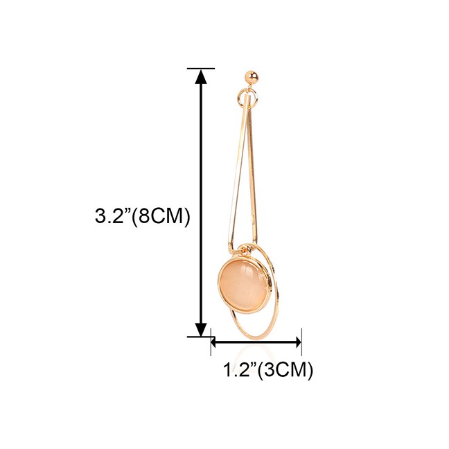 LRC Anting Tusuk Fashion Gold Color Alloy Drop-shaped Resin Earrings P09878