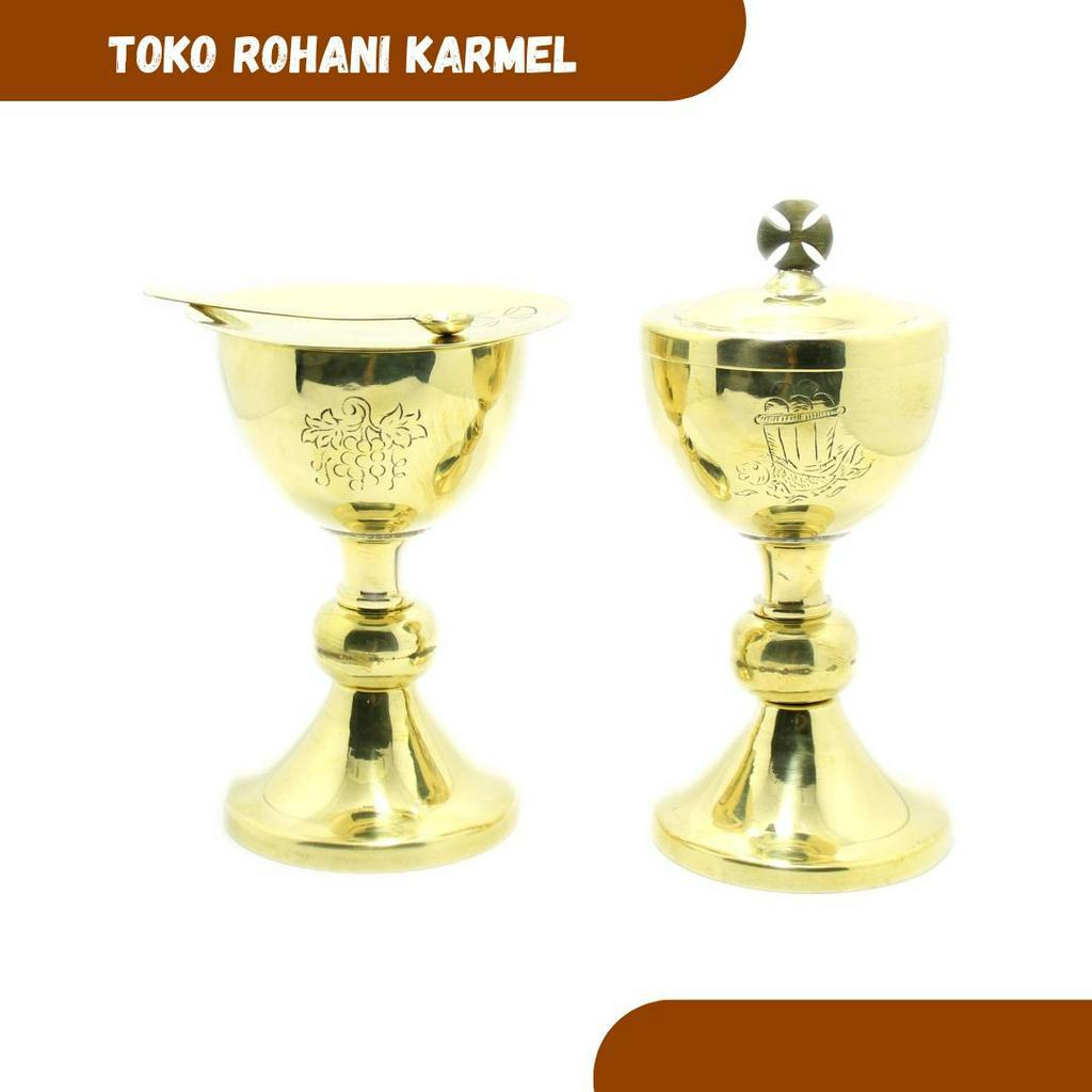 Murah SIBORI TEMPAT HOSTI KATOLIK / PERALATAN MISA KATOLIK / SIBORI KUNINGAN Diskon Promo