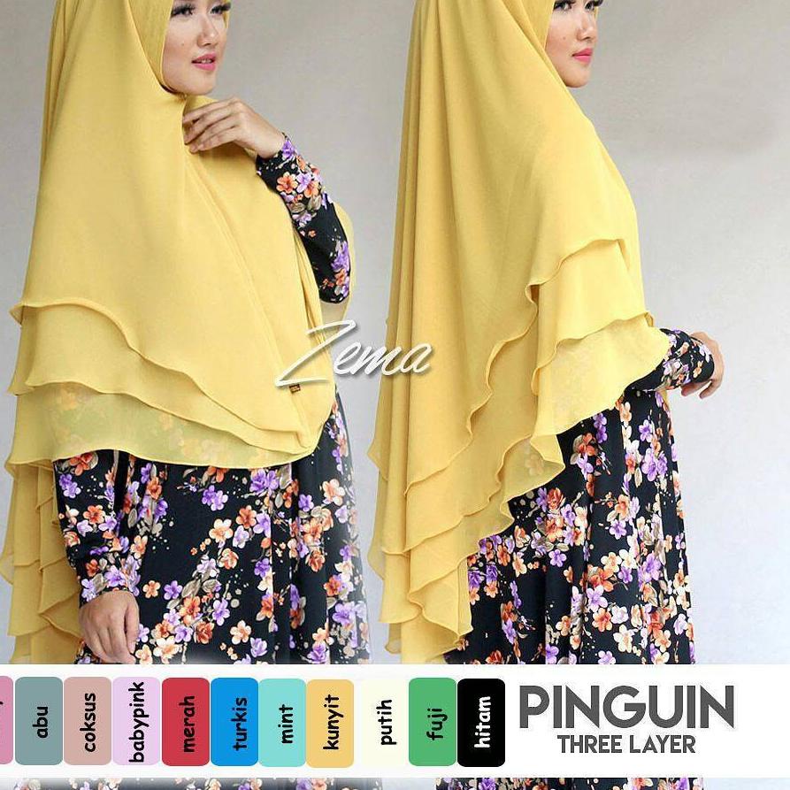 ➹ Jilbab Syari Khimar Ceruti Pinguin 3 Layer / Jilbab Instan Syari / Jumbo / Muslimah Wanita ✽