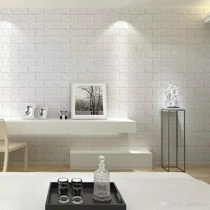 BAYAR DITEMPAT - Wallpaper 3D Modern Foam Batu Bata Brickfoam Batu alam putih Termurah