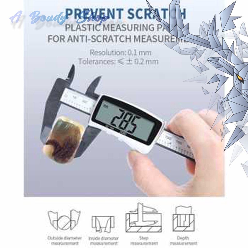 Jangka Sorong Digital LCD Vernier Caliper Micrometer 15CM SH20 Full Metal Plastik Alat Ukur Panjang 
