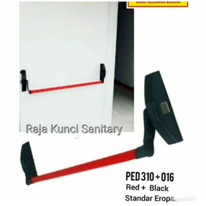 Panic Bar Solid PED 310+016 Red+Black/Handle Pintu Emergency Darurat