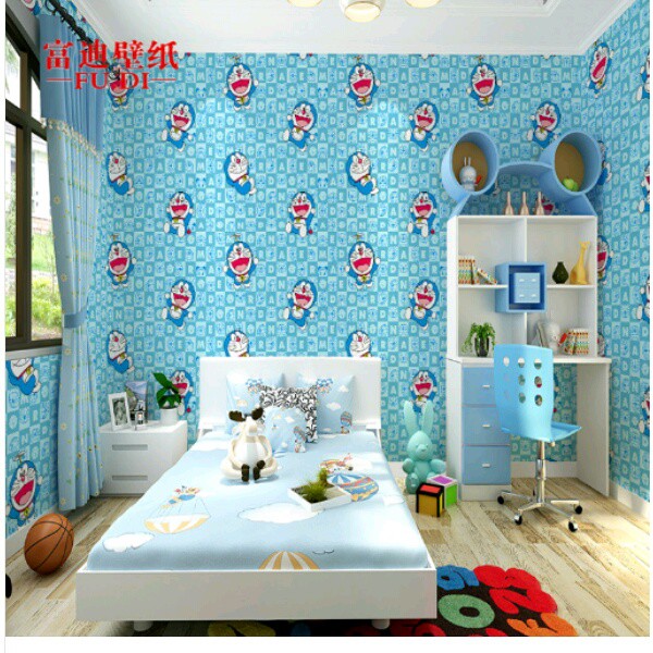 WALLPAPER STICKER | MOTIF DORAEMON HAPPY | Lebar 45cm x Panjang 9 meter