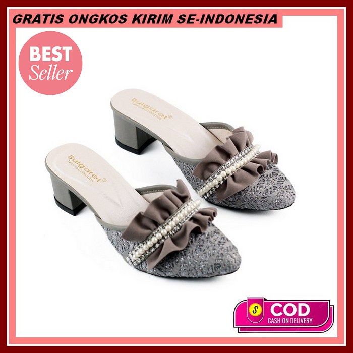 Sandal Heels Hak Tahu Piramid 3Cm Hak Tahu Stut Rayana 3Cm Hak Kaca He High Heels Wanita Sendal Pe