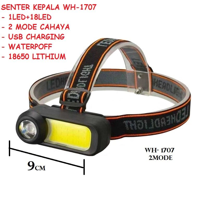 COD Senter Kepala Headlamp Mini XPE COB Led KX-1804 Bonus Baterai Charge