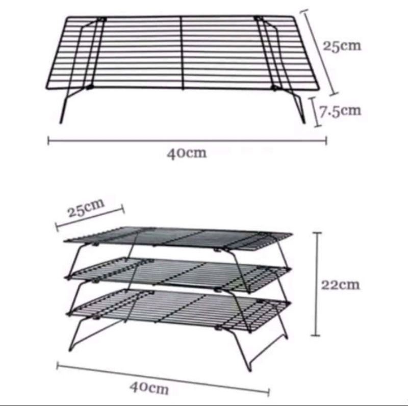 Cooling Rack kue bahan kawat besi Rose Gold hitam dan silver/ Rak Tatakan Pendingin Kue Besar peniris ke coolingrak saringan susun3 harga satuan