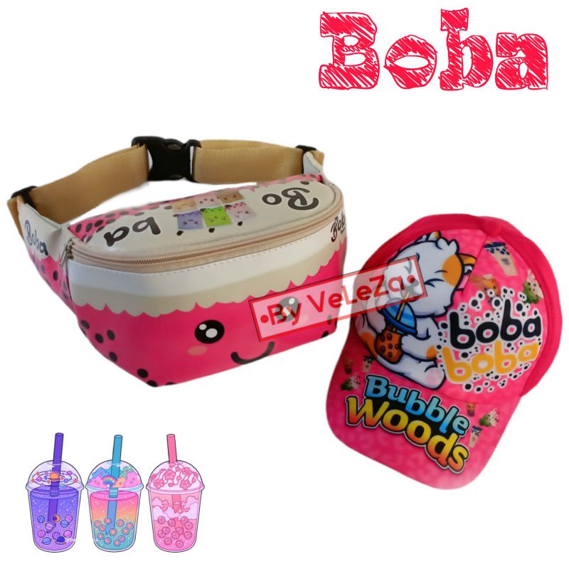 waistbag anak karakter Boba 2in1 - tas + topi