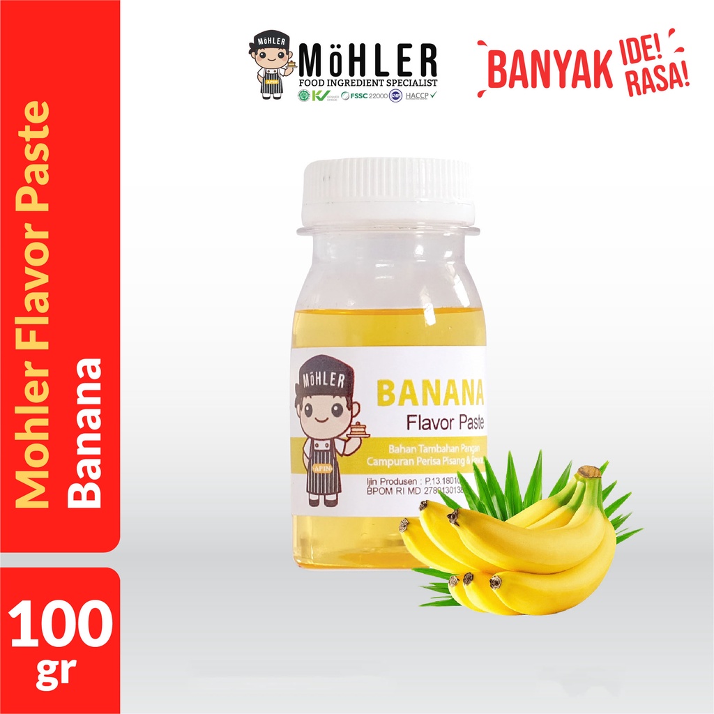 MOHLER Pasta perisa pewarna PISANG / BANANA (KLIK KOMBO HEMAT UNTUK BELI 1 GRATIS 1)