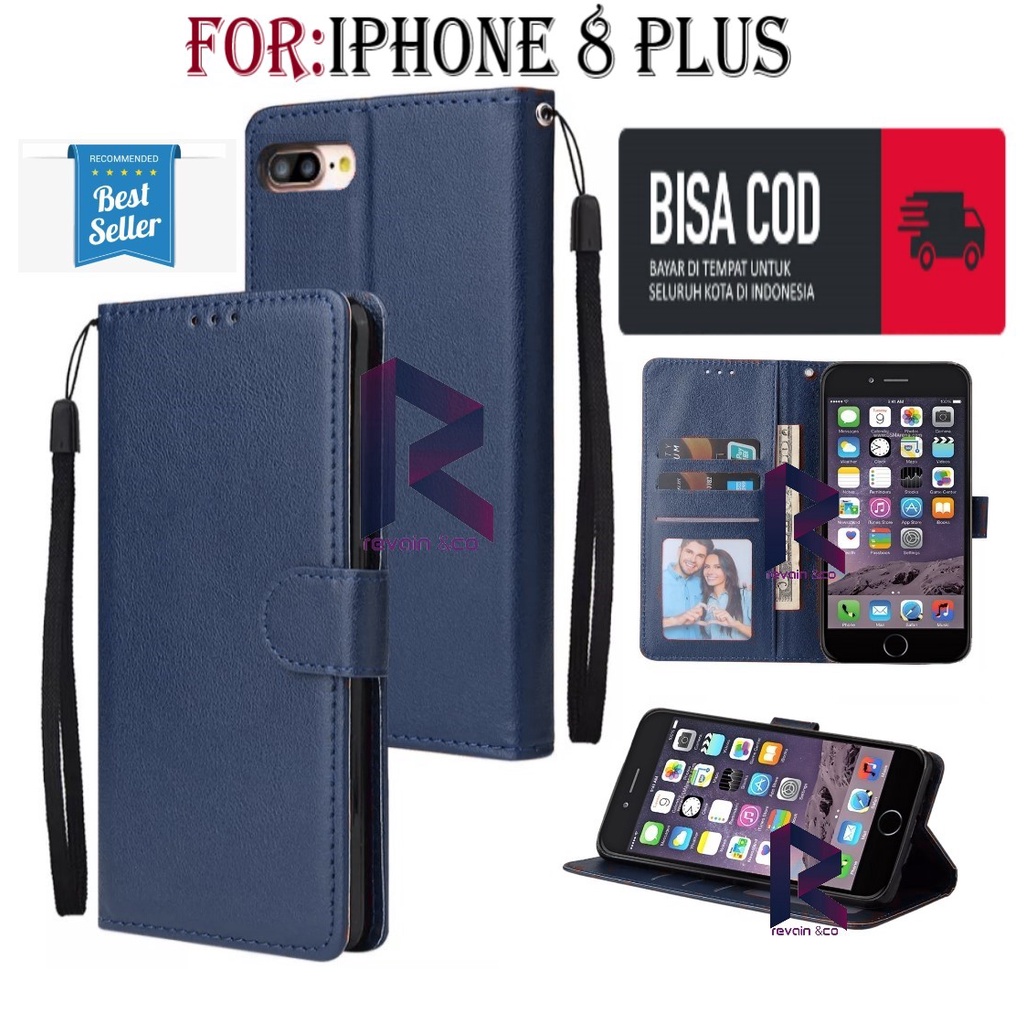 FLIP COVER IPHONE 8 PLUS CASING FLIP WALLET LEATHER KULIT PREMIUM SARUNG BUKA TUTUP FLIP CASE IPHONE 8 PLUS