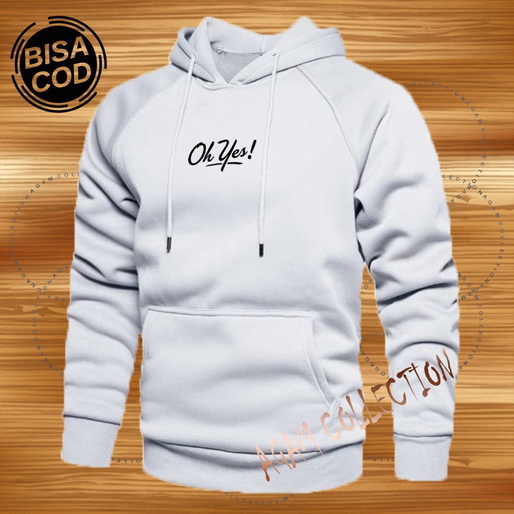 Agam collection Sweater Hoodie Distro OH Yes Premium Text Hitam Pria Wanita