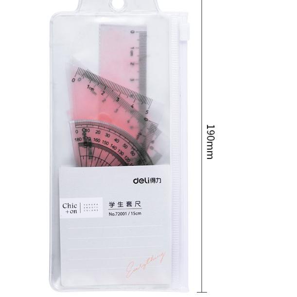 

▼ Deli Ruler Set / Set Penggaris Tidak Mudah Patah Dengan Zip Bag 72001 ♩